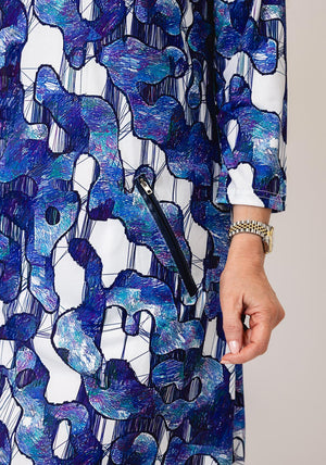 Serafina Abstract Print Tunic Dress, Ink Blue