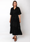 Serafina Collection Crochet Half Button Long Dress, Black