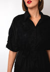 Serafina Collection Crochet Half Button Long Dress, Black