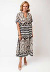 Serafina Collection One Size Paisley Print Tunic Maxi Dress, Black