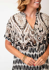 Serafina Collection One Size Paisley Print Tunic Maxi Dress, Black