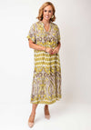 Serafina Collection One Size Paisley Print Tunic Maxi Dress, Green