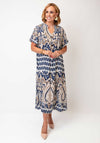 Serafina Collection One Size Paisley Print Tunic Maxi Dress, Navy