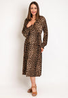 Serafina Collection One Size Leopard Prin Midi Dress, Brown