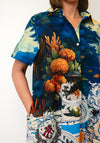 Serafina Collection One Size Grecian Print Shirt Dress, Blue Multi