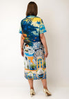Serafina Collection One Size Grecian Print Shirt Dress, Blue Multi