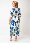 Serafina Collection One Size Floral V Neck Belted Dress, Blue
