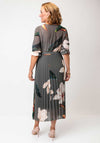 Serafina Collection One Size Floral V Neck Belted Dress, Khaki Green