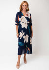 Serafina Collection One Size Floral V Neck Belted Dress, Navy