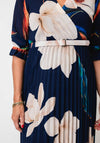 Serafina Collection One Size Floral V Neck Belted Dress, Navy