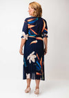Serafina Collection One Size Floral V Neck Belted Dress, Navy