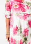 Serafina Collection One Size Floral V Neck Belted Dress, Pink