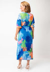 Serafina Collection One Size Floral V Neck Belted Dress, Blue Multi