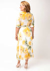 Serafina Collection One Size Floral V Neck Belted Dress, Yellow