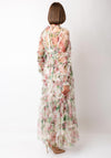 Serafina Collection Floral Mesh Frill Long Dress, Green Multi
