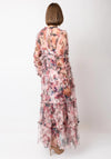 Serafina Collection Floral Mesh Frill Long Dress, Pink Multi