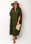 Serafina Collection One Size Cotton Shirt Dress, Khaki