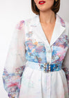 Serafina Collection Floral Chiffon Belted Dress, Blue Multi
