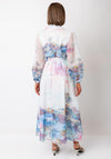 Serafina Collection Floral Chiffon Belted Dress, Blue Multi