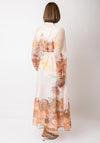 Serafina Collection Floral Chiffon Belted Dress, Orange Multi