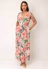 Serafina Collection One Size Floral Print Maxi Dress, Coral Multi