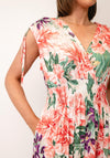 Serafina Collection One Size Floral Print Maxi Dress, Coral Multi