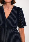 Serafina Collection V-Neckline Striped A-Line Midi Dress, Navy