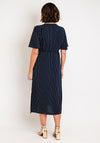 Serafina Collection V-Neckline Striped A-Line Midi Dress, Navy