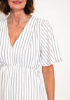 Serafina Collection V-Neckline Striped A-Line Midi Dress, White