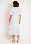 Serafina Collection V-Neckline Striped A-Line Midi Dress, White