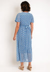 Serafina Collection Floral Metallic Leaf Wrap Dress, Blue