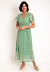 Serafina Collection Floral Metallic Leaf Wrap Dress, Green