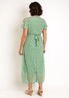 Serafina Collection Floral Metallic Leaf Wrap Dress, Green