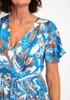 Serafina Collection Blurred Print Long Wrap Dress, Blue
