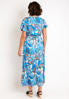 Serafina Collection Blurred Print Long Wrap Dress, Blue