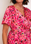 Serafina Collection Animal Print Wrap Dress, Pink