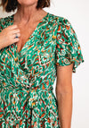 Serafina Collection Animal Print Wrap Dress, Green