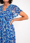 Serafina Collection Abstract Print Wrap Dress, Blue