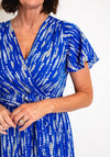 Serafina Collection Abstract Print Long Wrap Dress, Blue