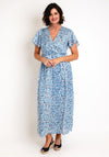 Serafina Collection Blurred Print Wrap Dress, Blue