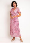 Serafina Collection Blurred Print Wrap Dress, Pink