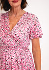 Serafina Collection Blurred Print Wrap Dress, Pink