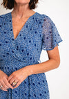 Serafina Collection Vintage Print Wrap Long Dress, Blue