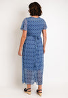 Serafina Collection Vintage Print Wrap Long Dress, Blue