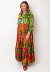 Serafina Collection One Size Tiered Floral Shirt Dress, Green Multi