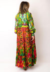 Serafina Collection One Size Tiered Floral Shirt Dress, Green Multi