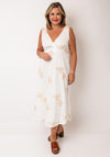 Serafina Collection Gold Embroidered Sleeveless Cotton Dress, White