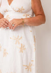 Serafina Collection Gold Embroidered Sleeveless Cotton Dress, White