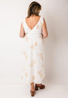 Serafina Collection Gold Embroidered Sleeveless Cotton Dress, White