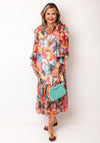 Serafina Collection Chiffon Long Sleeve Midi Dress, Multi